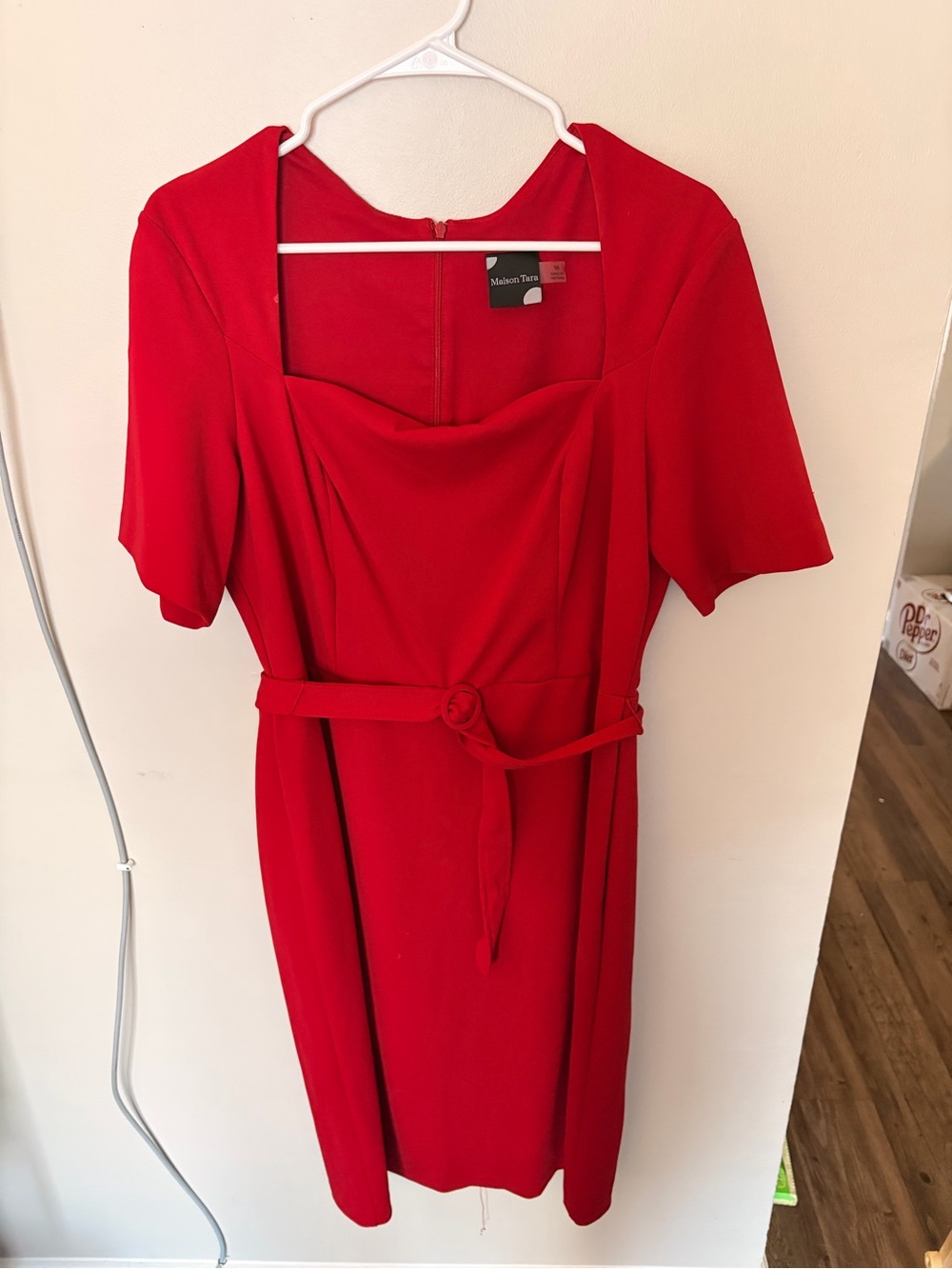 Maison Jules Red Belted Sheath Dress